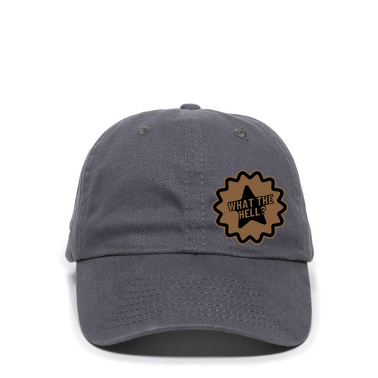 What the Heck Leather Patch Ball Cap